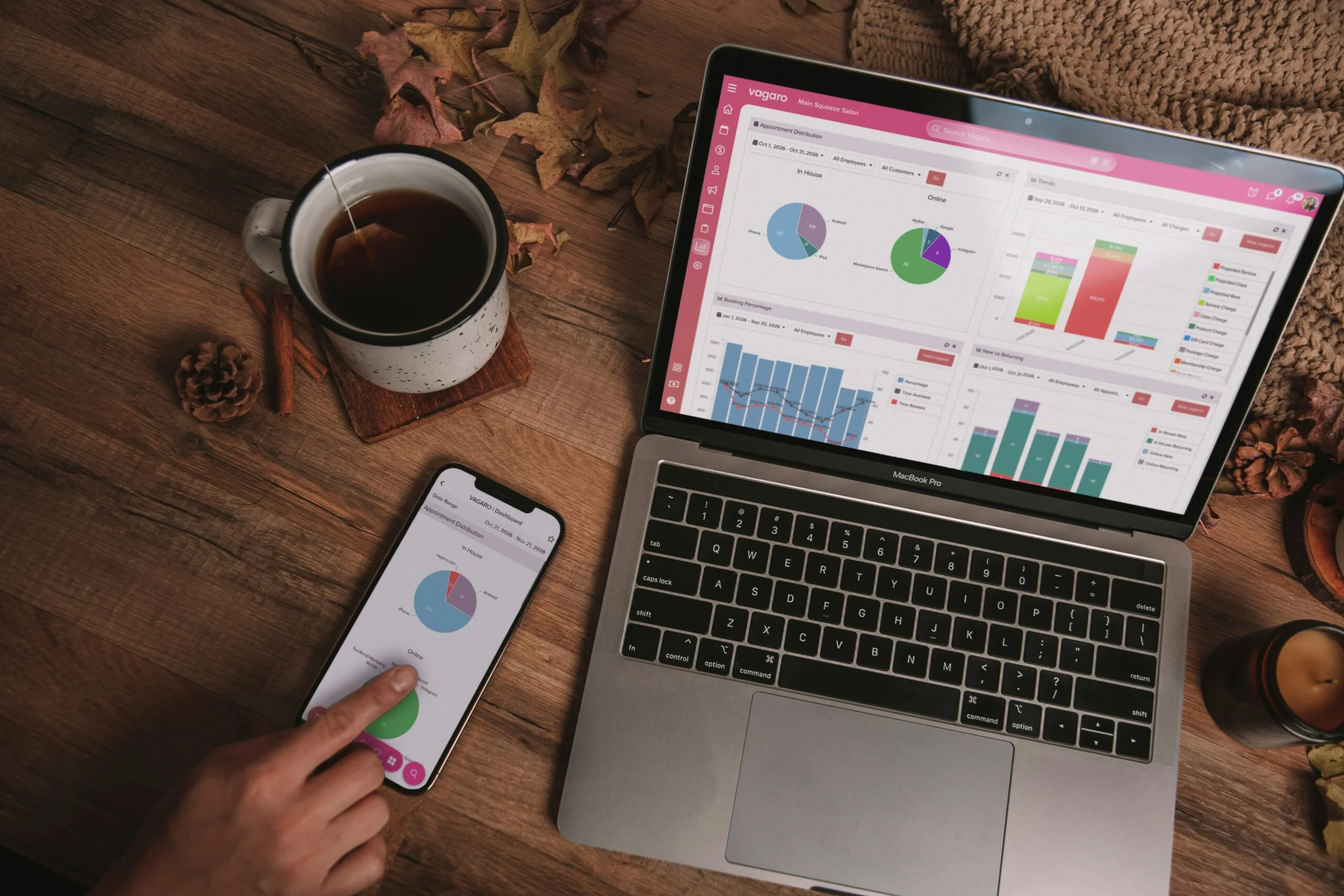 A business owner reviewing analytics on a laptop.